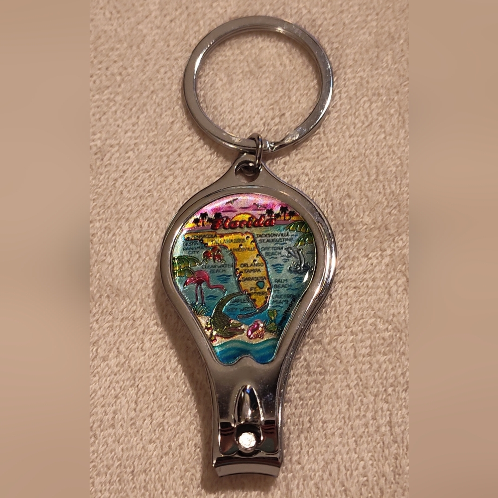 NWOT! Florida Map Keychain with Nail Clippers